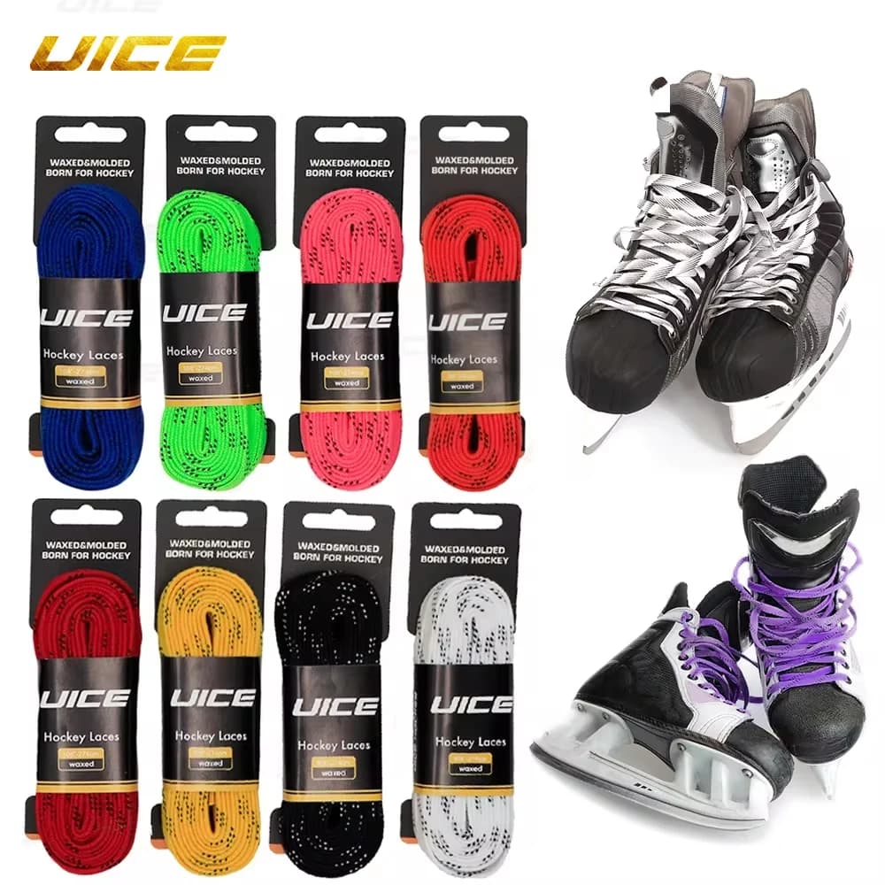 UICE Lacci per pattini da hockey su ghiaccio 84-120 pollici Treccia a doppio strato Punte extra rinforzate Design con punta cerata per accessori per scarpe da hockey su ghiaccio