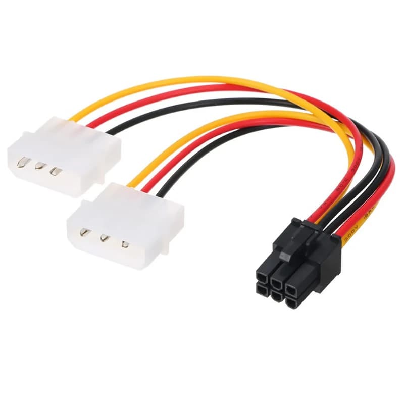 1 pz IDE Dual 4pin Molex Maschio a 6 Pin Maschio PCI-Express Molex Cavo di Alimentazione per Schede Video Adattatore di Alimentazione Cavo Esterno