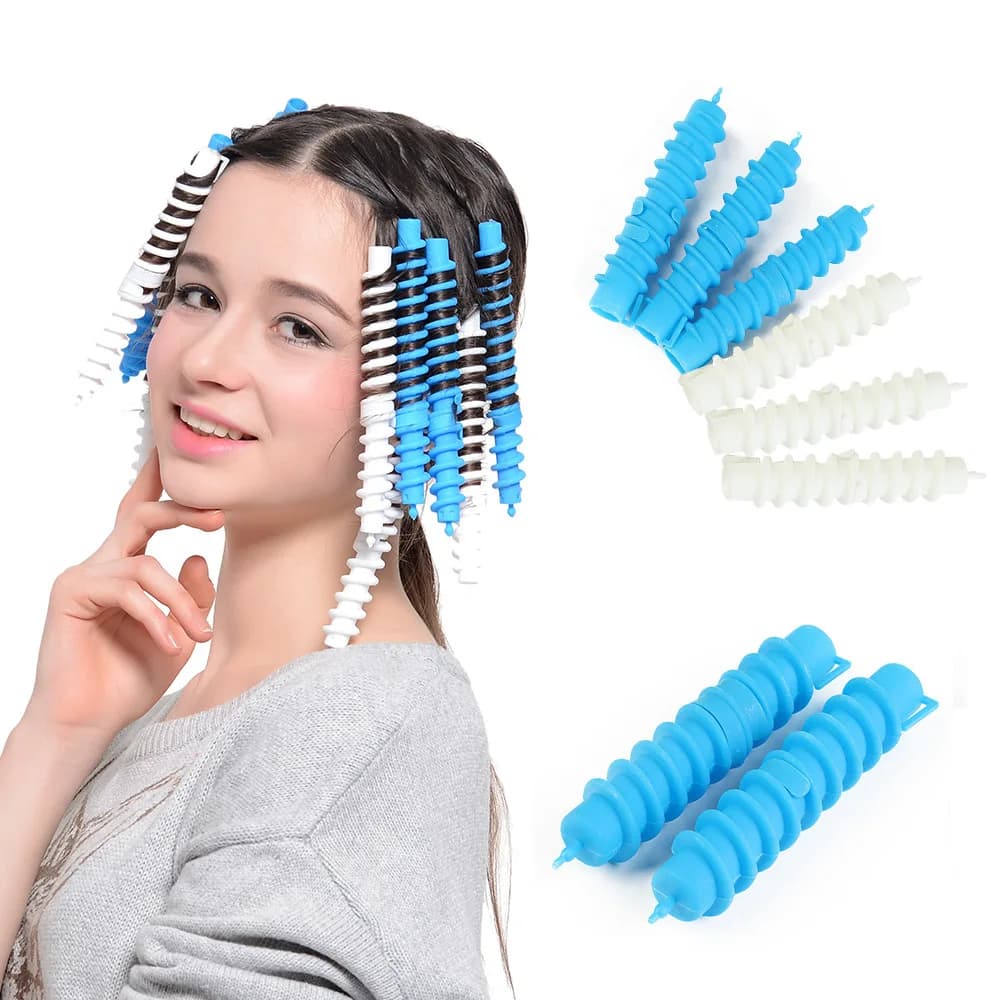 12 pz Heatless Curling Rod Capelli Perm Aste Lungo Breve Spirale Bigodino di Capelli Rullo Nessuna Calore Bigodini Perm Bar Strumenti Per Lo Styling Dei Capelli