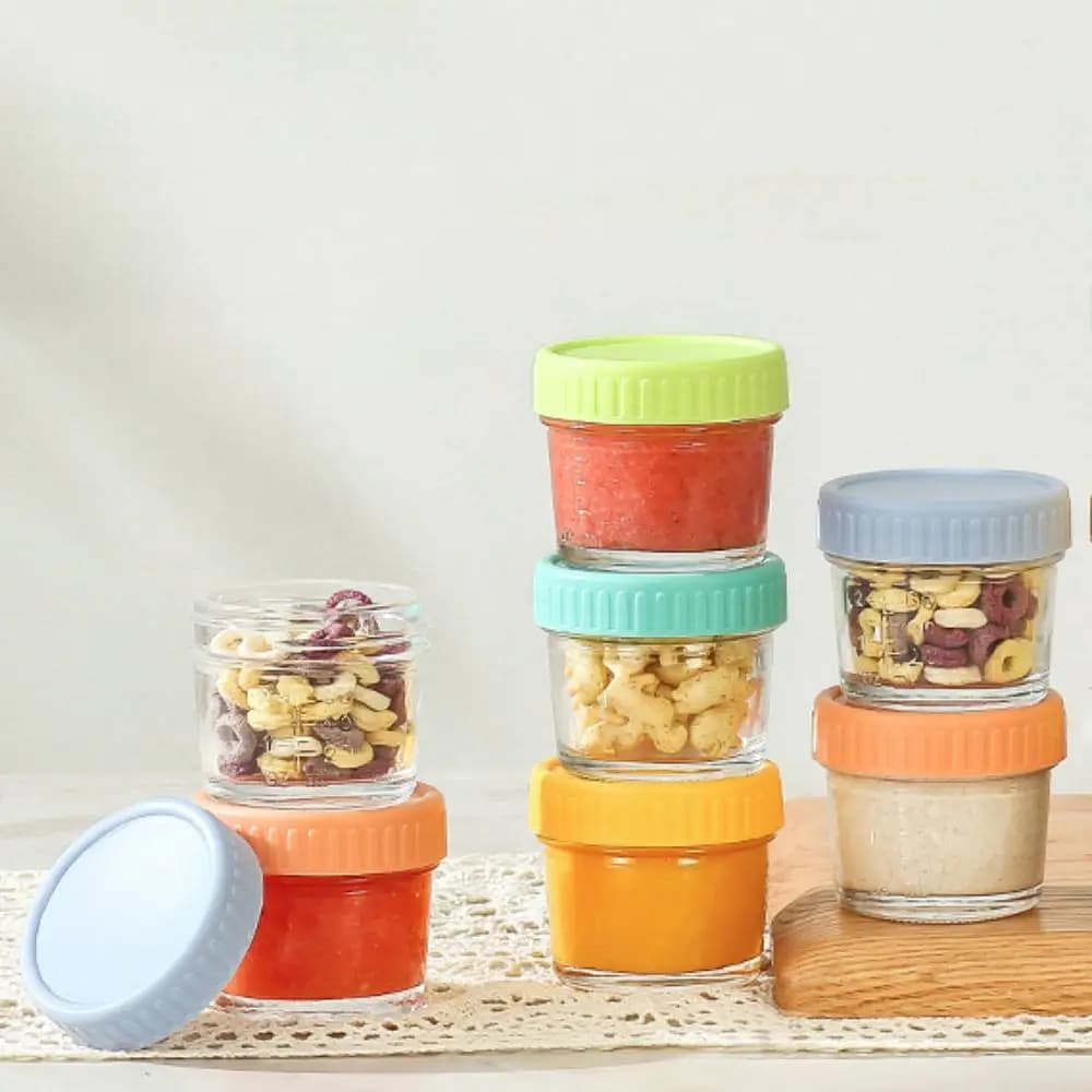 6 pezzi barattolo di vetro per alimenti per bambini barattolo di vetro con scala con coperchio tazza di salsa per immersione sigillata a tenuta stagna contenitore per condimenti per insalata miele