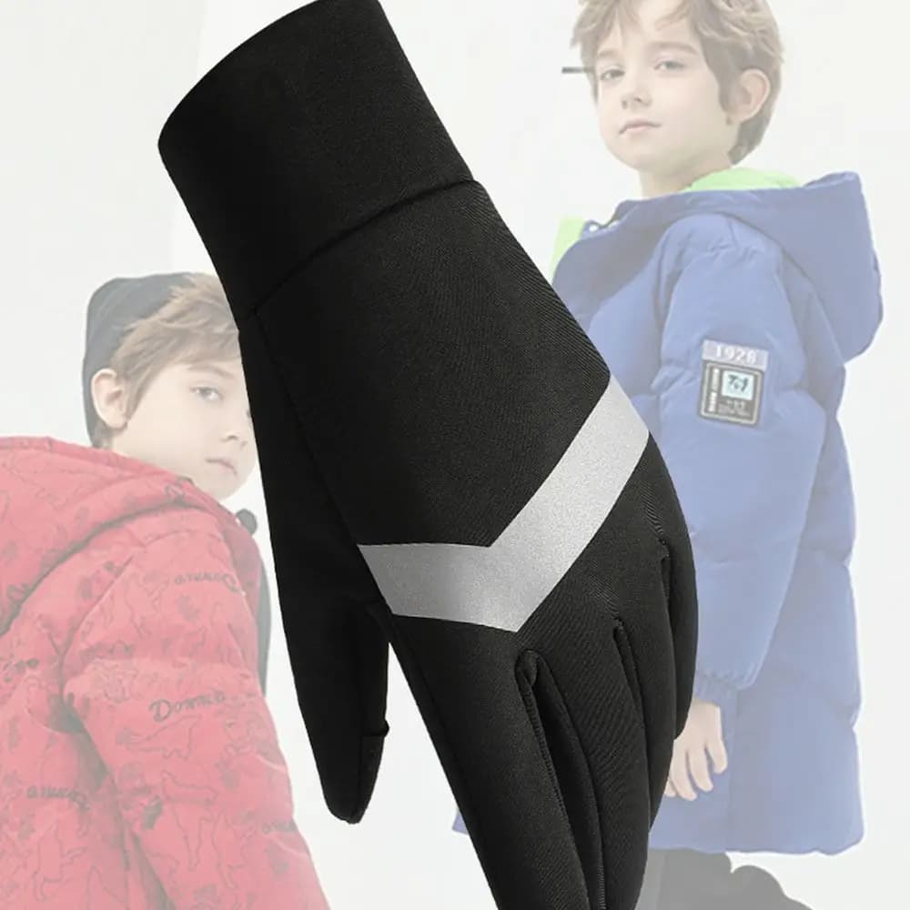 Hot Cycling Gloves for Kids Anti-slip Sports Gloves Cycling Gloves with full finger touch screen Cold wing proof reflector