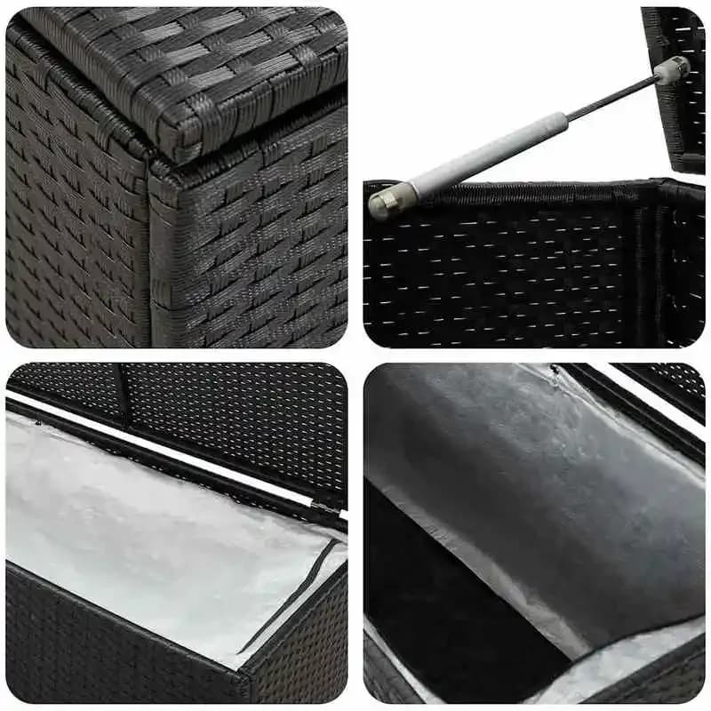 Box portaoggetti da esterno in polyrattan 70.9"x35.4"x27.6" Nero