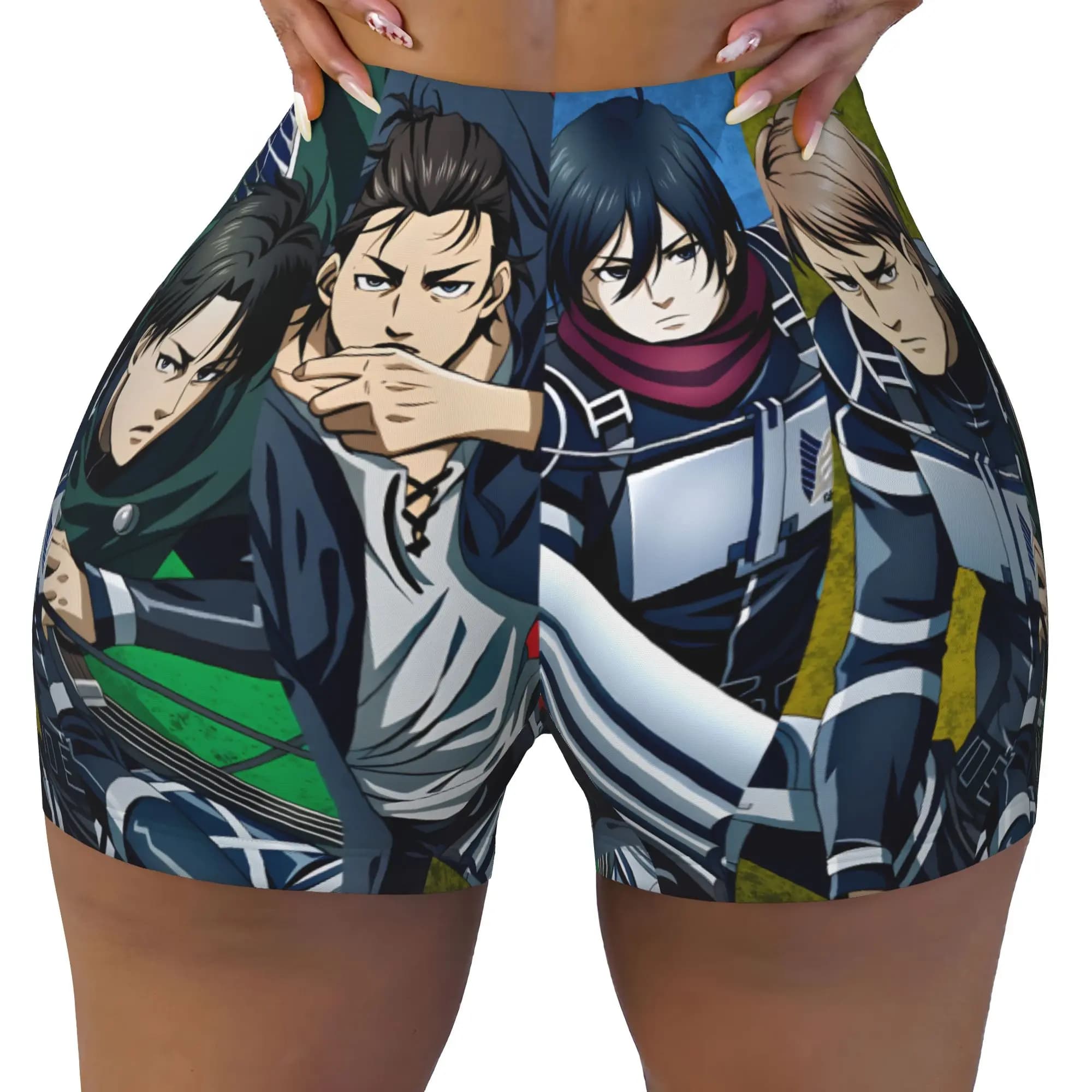 Levi Ackerman Attack on Titan Workout Shorts Women Eren Yeager Gym Volleyball Biker Yoga Shorts