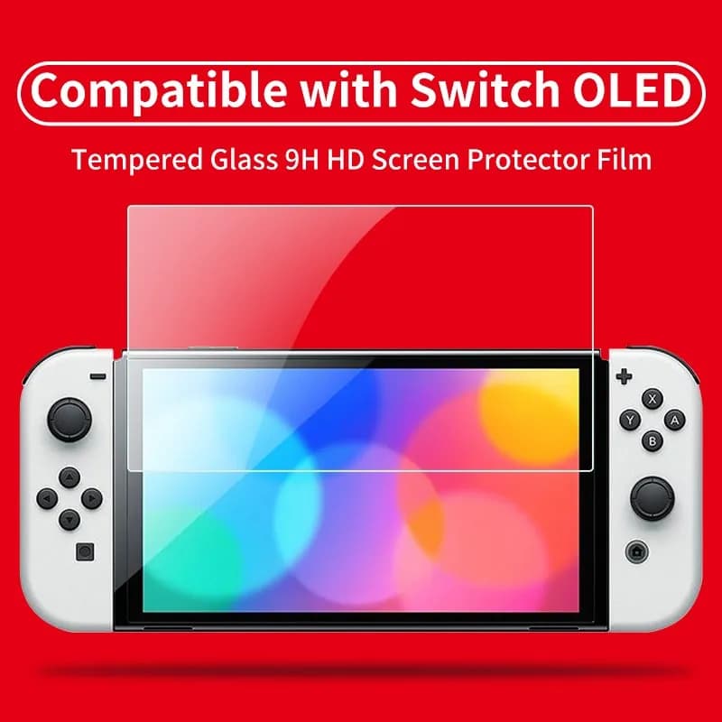 Pellicola salvaschermo in vetro temperato da 2 pezzi compatibile con Nintendo Switch OLED 9H HD Pellicola protettiva trasparente per accessori Switch OLED