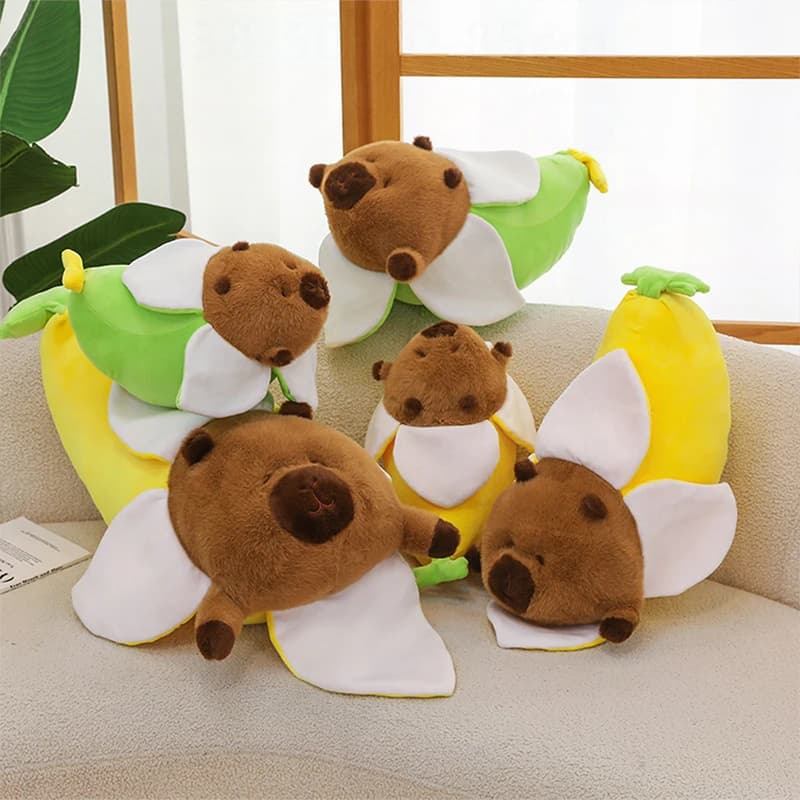 Kawaii Corgi Banana Plush Toy Cute Capybara Stuffed Doll Filled Animal Kids Birthday Xmas Gift for Children Plushie Stuffer
