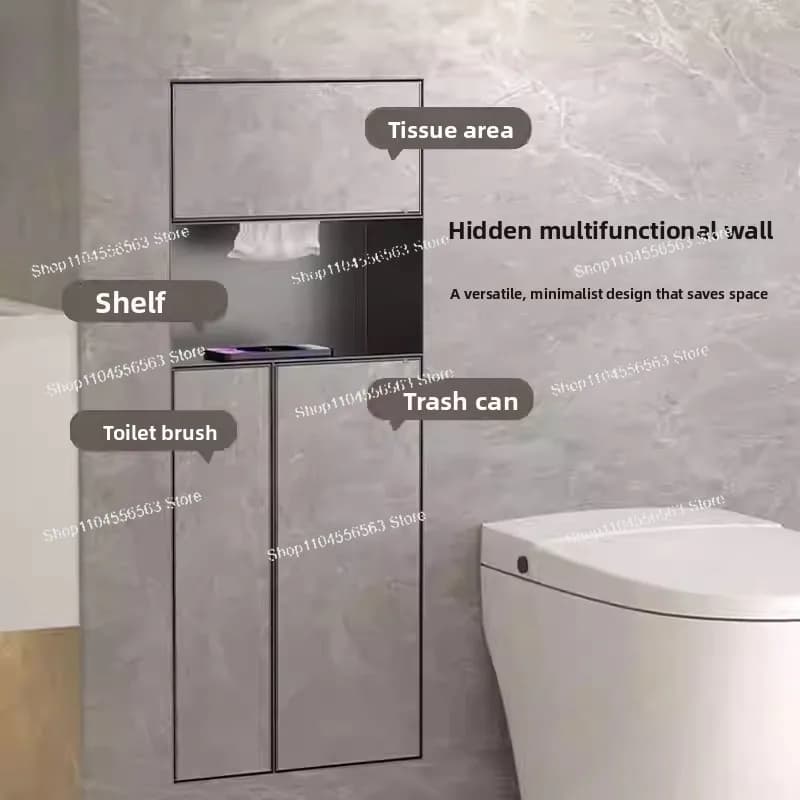 Armadietto a Muro Nascosto in Acciaio Inossidabile per Spazzola WC e Accessori Bagno
