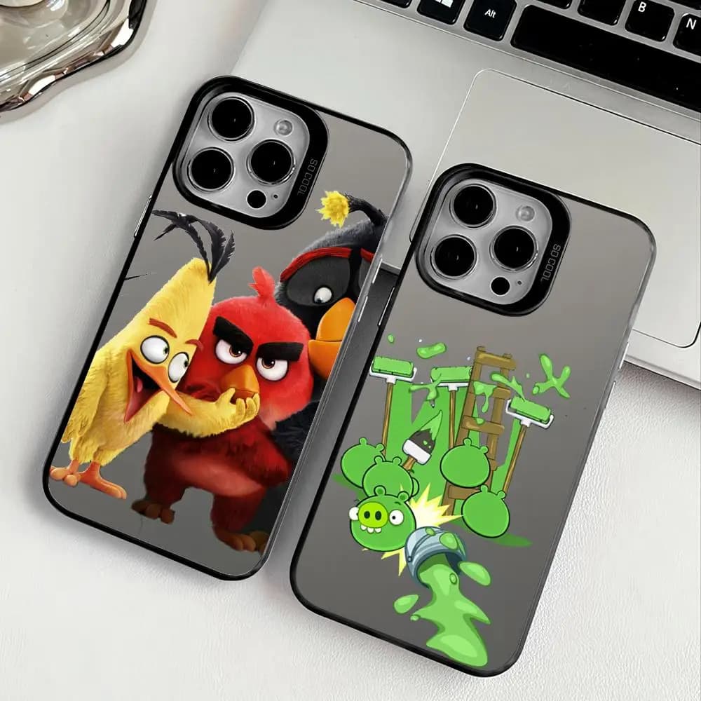 Custodia per telefono A-Angry-Birds per iPhone 17 16 15 14 13 12 11 Pro Max Air, multicolore opaca, laser, metallizzata, Aurora