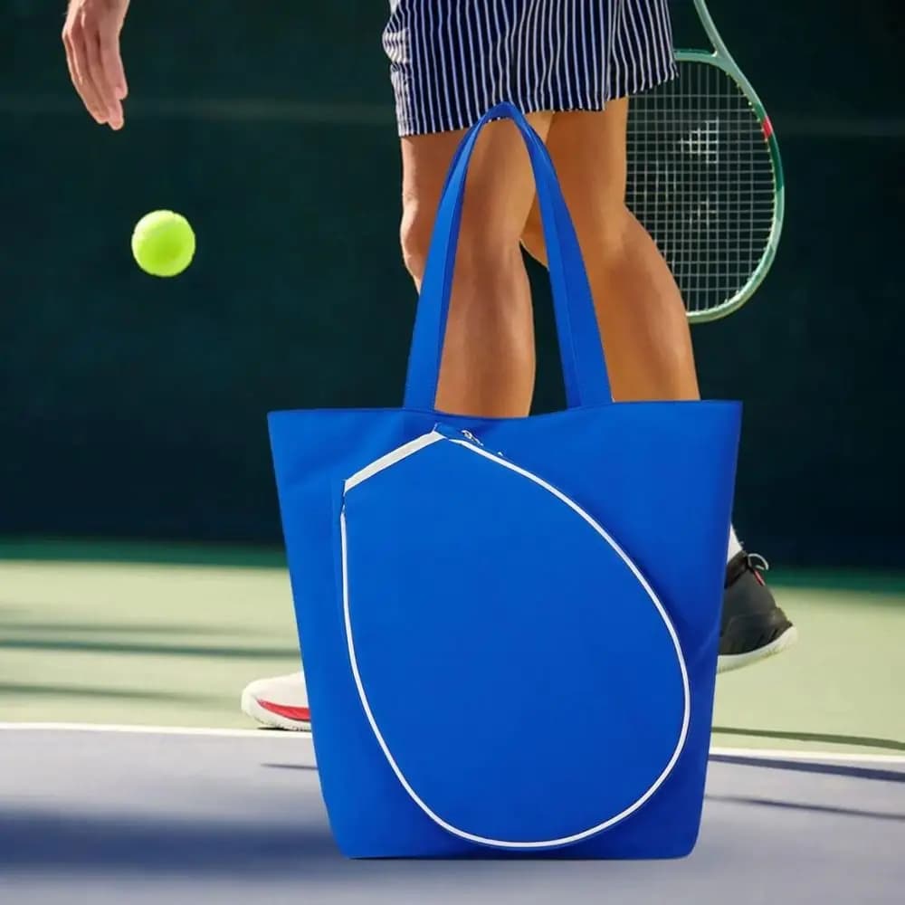 Tennis Rack Bag with 2 Parts, Nylon Transport Bag with Multiple Pockets, Casual Sports Bag for Home Fitness Equipment