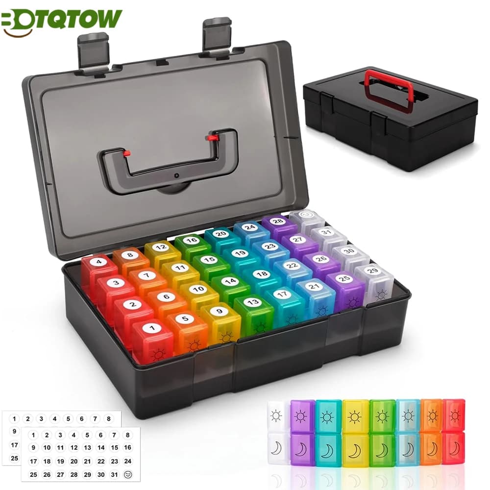 Upgraded Monthly Pill Organizer 2 Times a Day,31 Day AM PM Pill Box Travel Case,Vitamin Supplement Holder,Portable Med Container