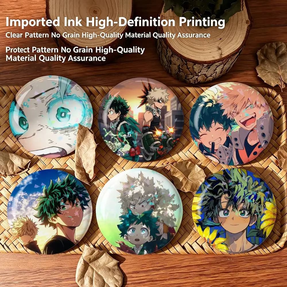 Bakugo Katsuki Midoriya Izuku Custom Tinplate Round Button Badges Pins Brooches for Clothes Backpack