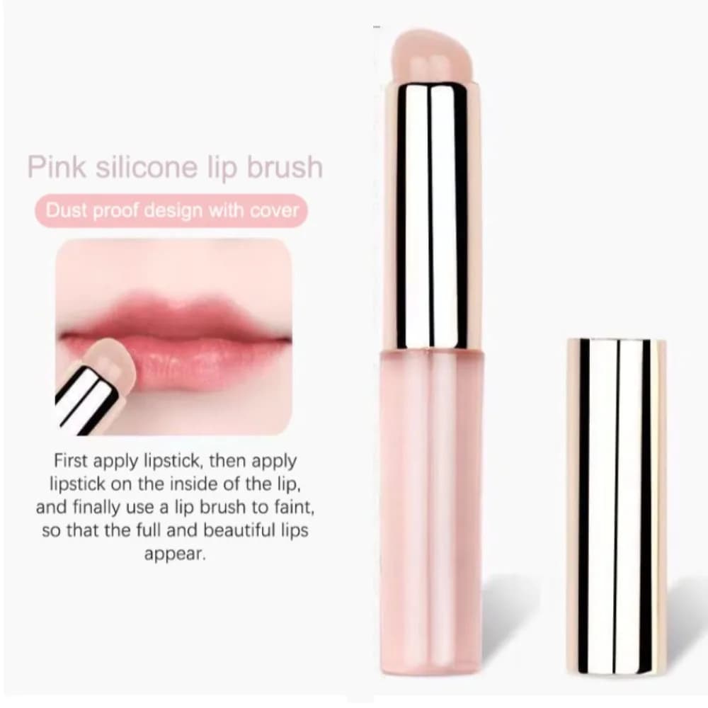 Pennello per Labbra in Silicone a Testa Rotonda con Coperchio, Pennello per Rossetto, Pennello Angolato per Correttore, Pennelli Professionali Mini per Trucco Labbra da Viaggio