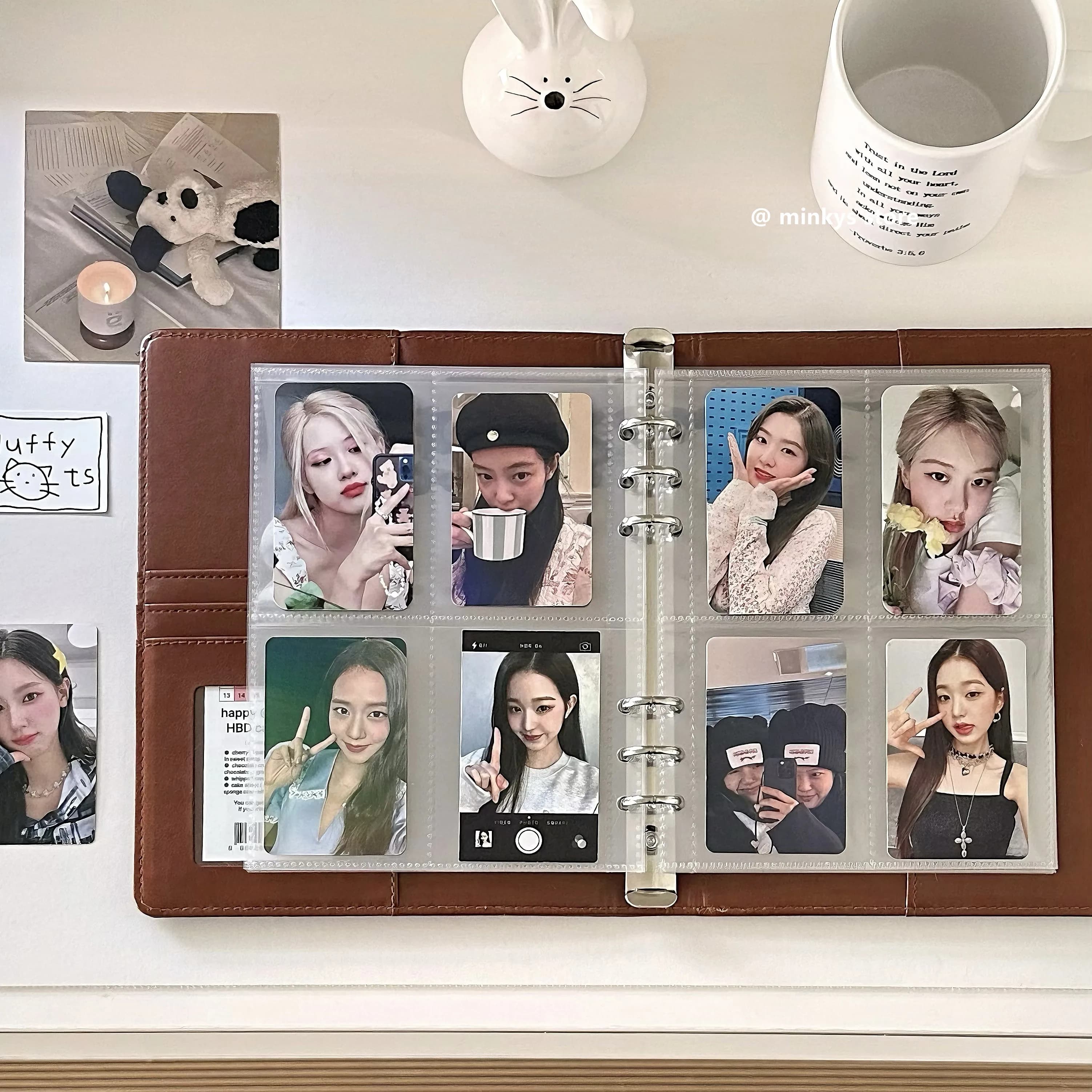 MINKYS Original Design Brown Puppy Dog PU Leather A5 Kpop Photocard Binder Collect Book Idol Photo Album Notebook Cover