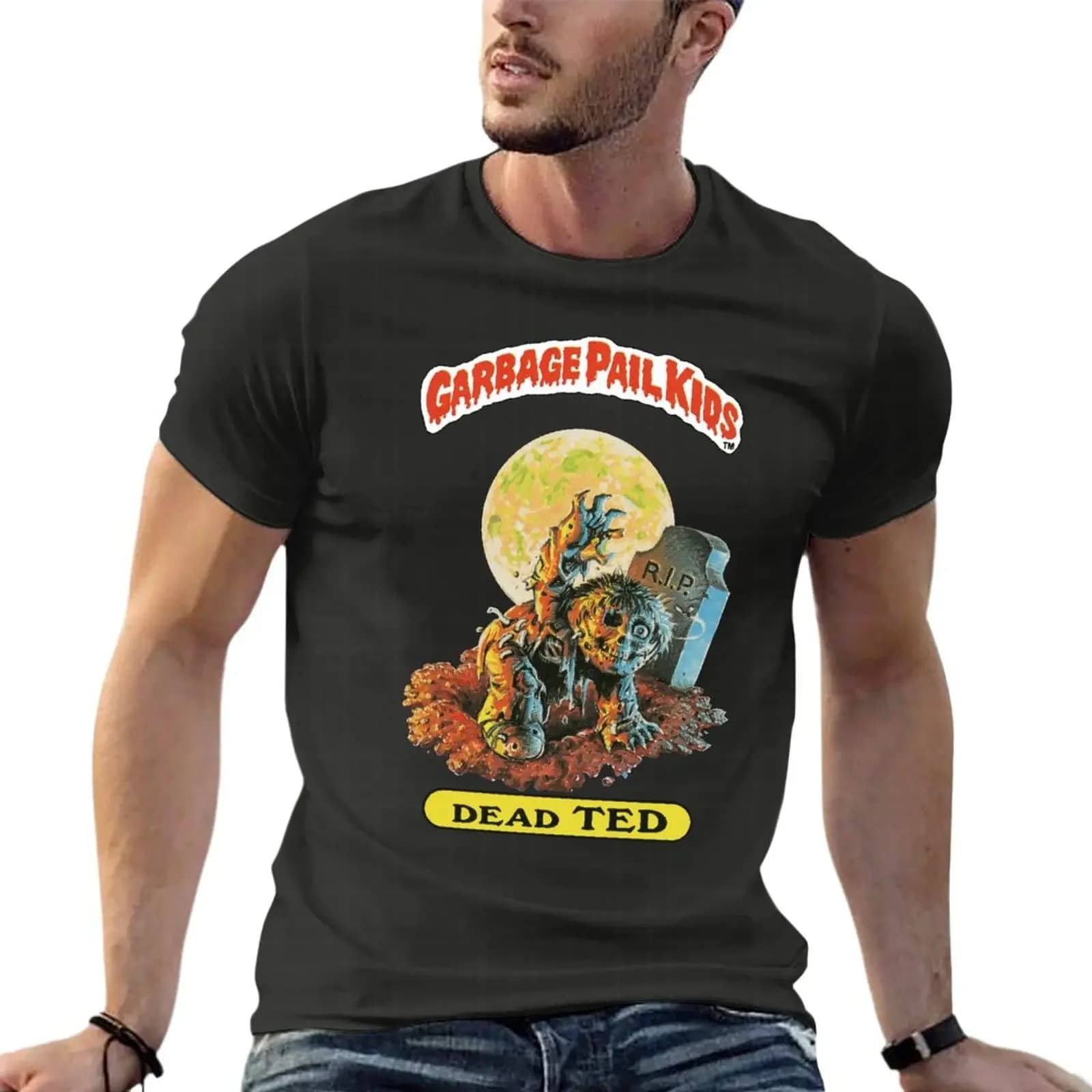 Garbage Pail Kids - Dead Ted 1980'S Oversize T-Shirts Brand Mens Clothing 100% Cotton Streetwear Big Size Top Tee
