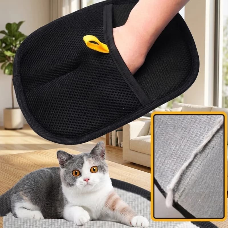 Pet Hair Remover Gloves, Reusable Dog Cat Grooming Brush, Electrostatic Fur Cleaner for Sofa Carpet Clothing Furniture