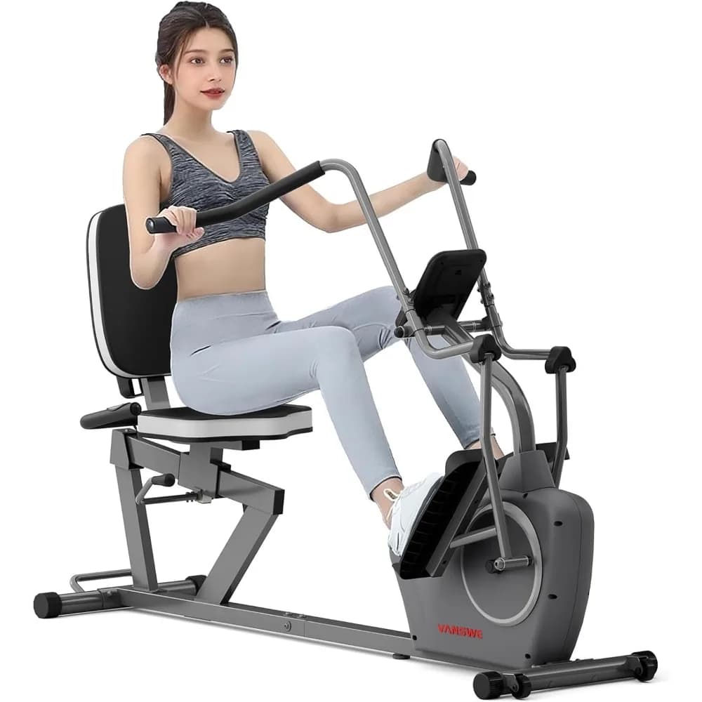 Cyclette ellittica reclinabile per riabilitazione, a basso impatto, per allenamento completo del corpo, con Bluetooth e resistenza magnetica, trasmissione silenziosa a cinghia, per uso domestico senior.