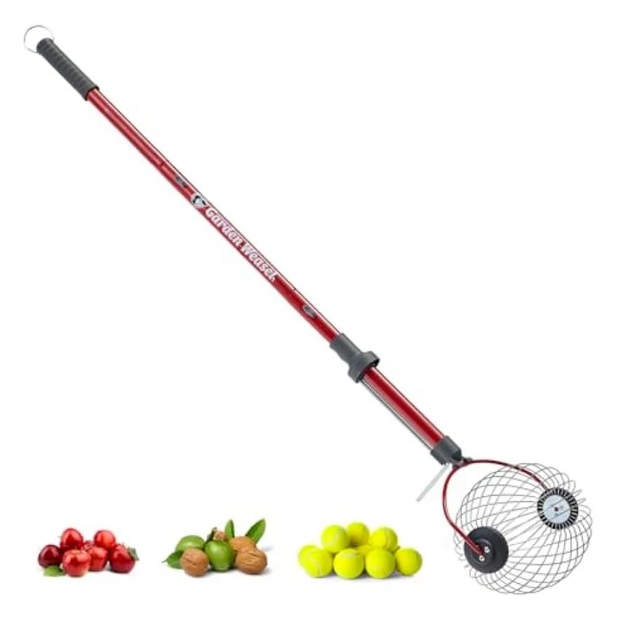 GARDEN WEASEL Raccoglitore a rullo grande per noci e palline da tennis, gabbia in acciaio resistente, finitura nera, manico ergonomico, per giardino