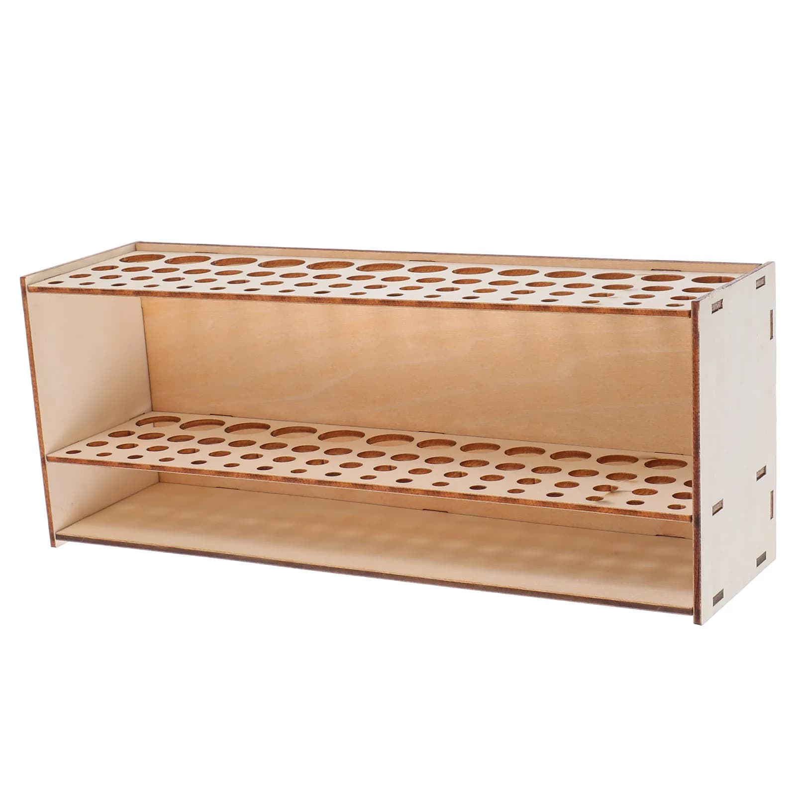 Wooden Pen Holder Stand Desk Multi Functional Paint Brush Holder Makeup Brush Organizer Test Tube Storage Painting Tools Rack