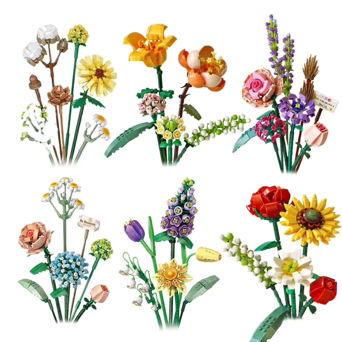 Blocchi da Costruzione Bouquet di Tulipani, Regalo per Ragazze, Decorazione Casa, Modello di Fiori Fai-da-Te, Giocattoli in Mattoncini Assemblabili
