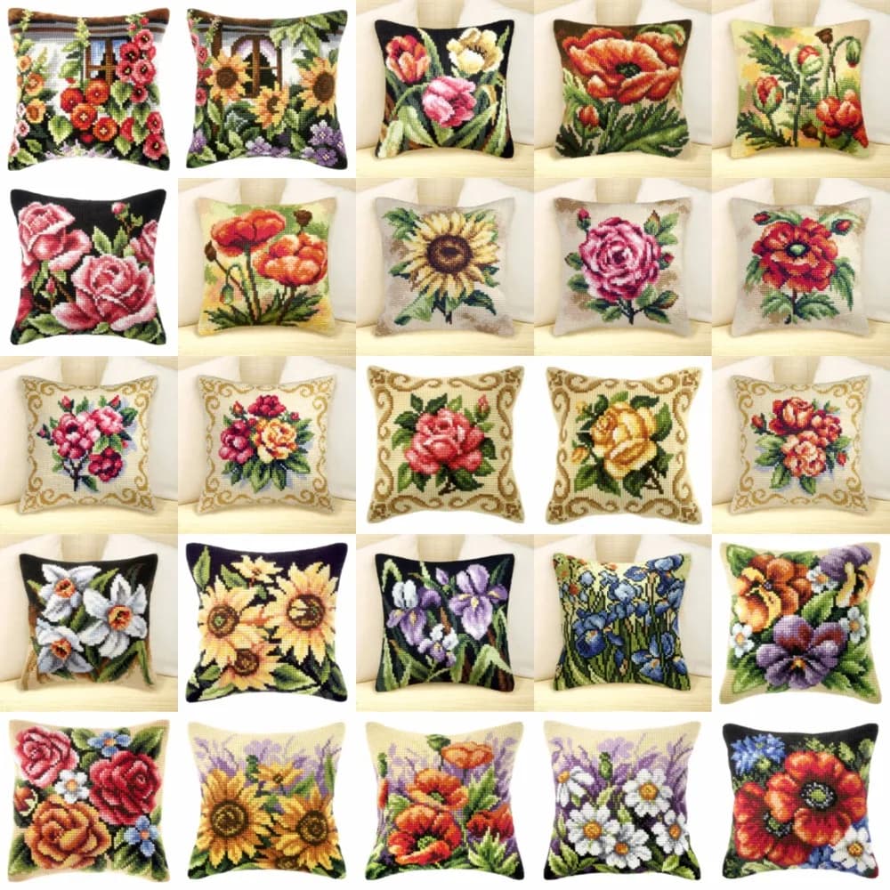 Needlework Kit for DIY Needlework, Acrylic Yarn, Embroidery, Pillow, Tapestry Canvas, Cushion, Front Cross Stitch, Pillowcase, 1