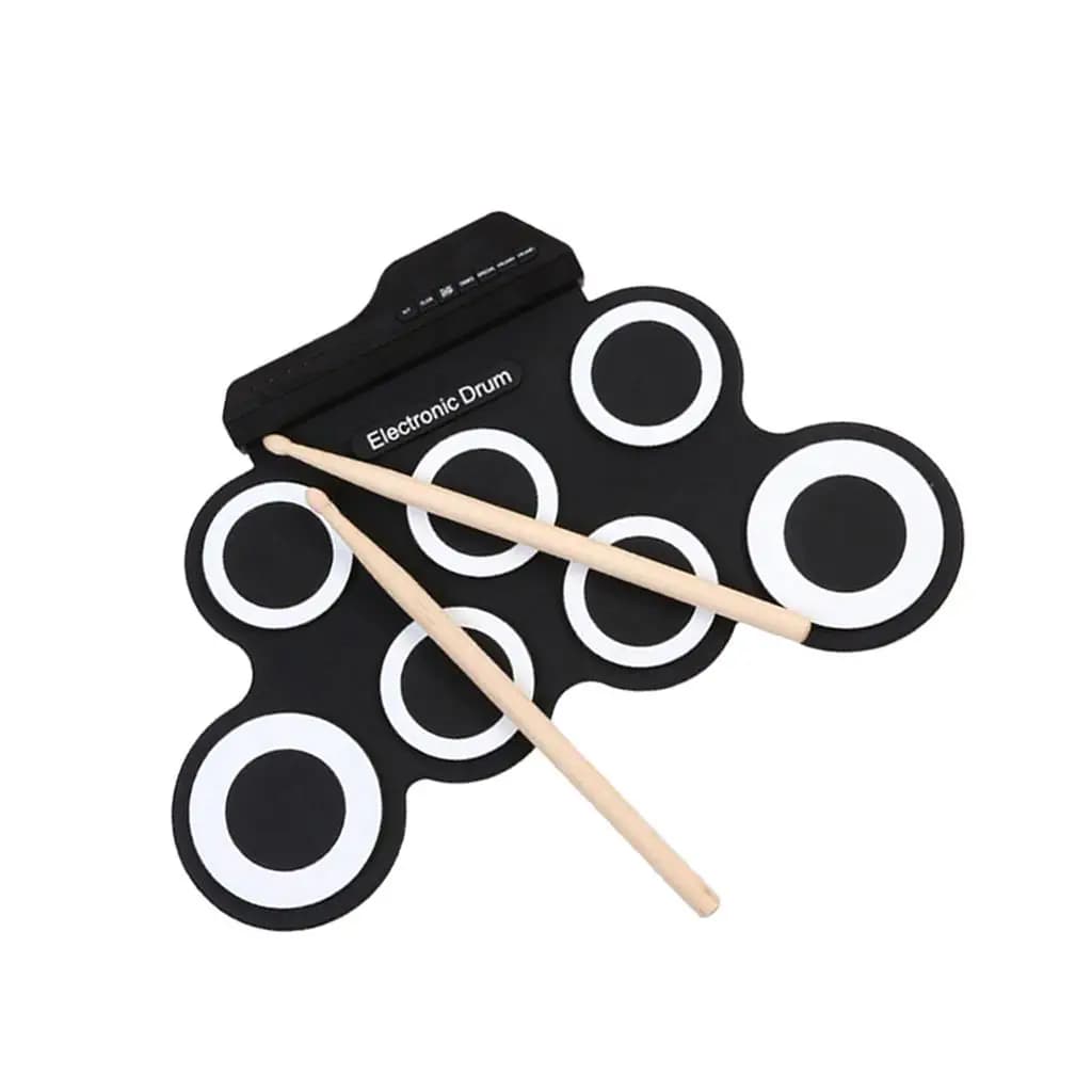 Set di Pad per Batteria Elettronica Arrotolabile Leggero con Supporto per Pedale per Principianti e Bambini