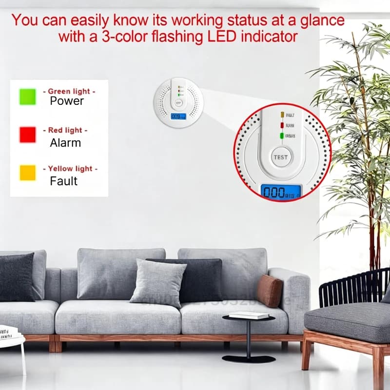 Battery Power Digital Carbon Monoxide Detector Digital Display Sound Alert Co Gas Sensor Alarm Home Indoor Safe Warning Monitor