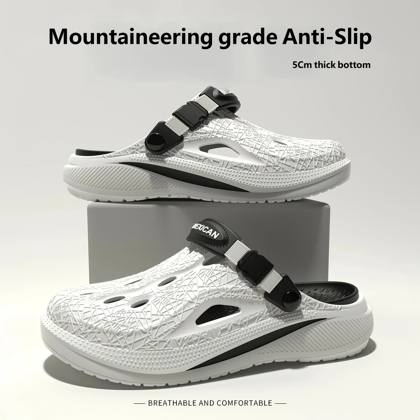 Fashion Mens Textured Style Clogs Shock Absorb Platform Sandals Non Slip Outdoor Walking Breathable Slip On Shoes