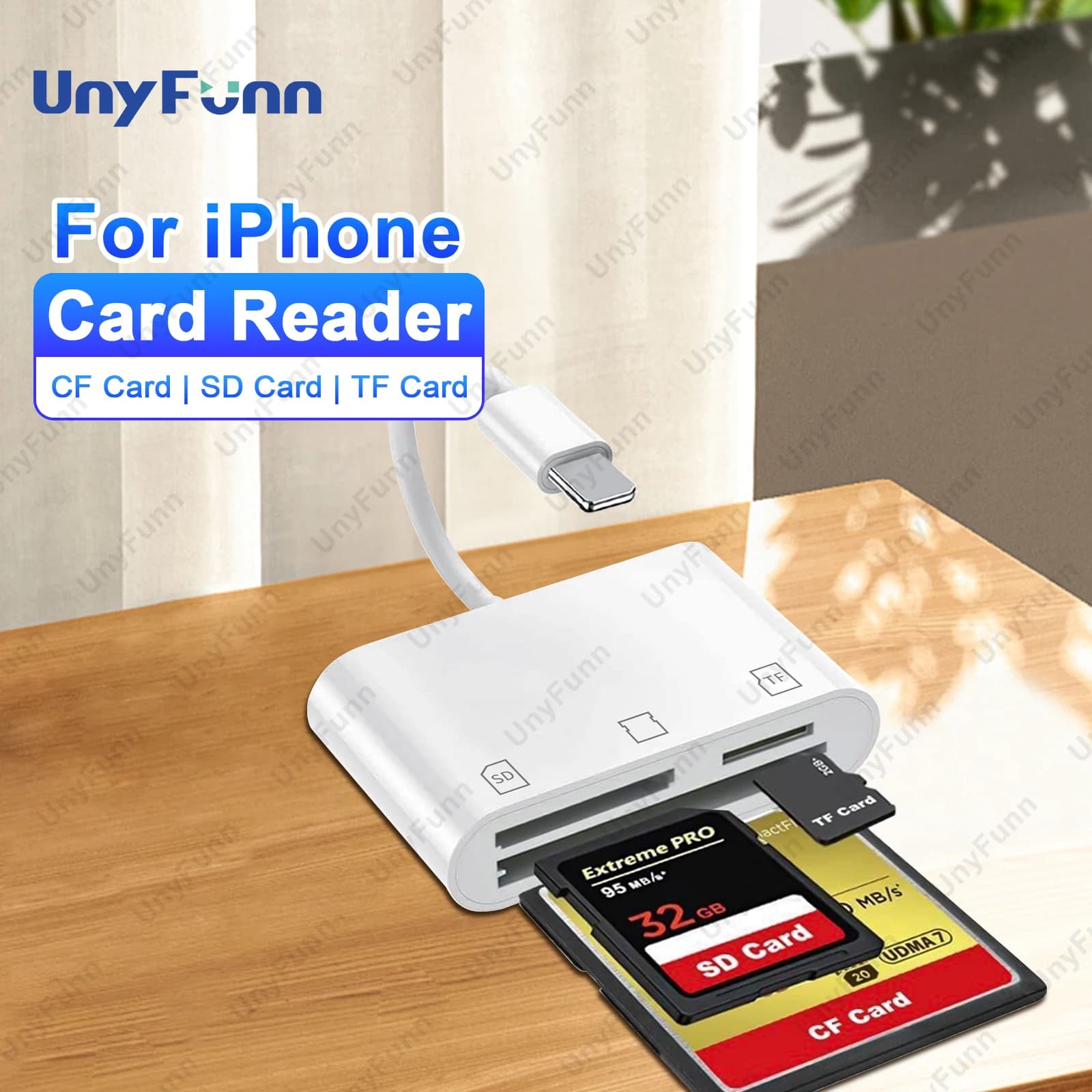 Lettore di schede SD CF 3in1 per iPhone Adattatore per lettore di schede di memoria Flash compatto 3 slot Visualizzatore per fotocamera digitale per giochi MicroSD CF SD
