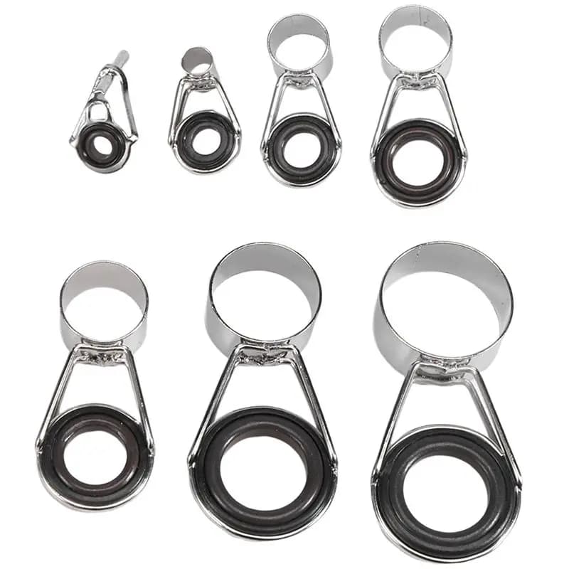 CGDS-7 Pezzi Anelli Guida Canna da Pesca 7 Misure Kit Riparazione Punta Telescopica Set Anelli Passacavo