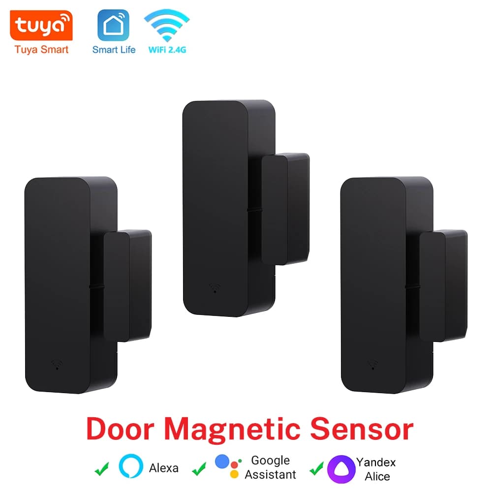 Tuya Smart Home WiFi Sensore porta Allarme Finestra Porta Rilevatori aperti/chiusi Protezione di sicurezza Tuay Smart Life per Alexa Google