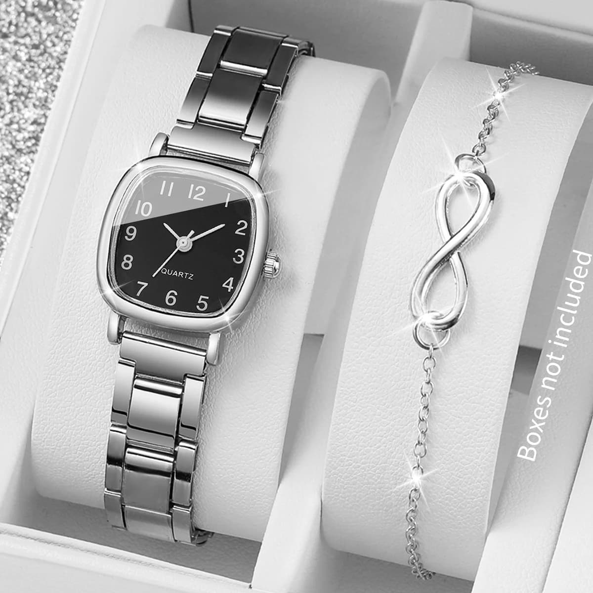 2 pcs fashion square watches women's wristband quartz bracelet set Reloj Mujer (without box)