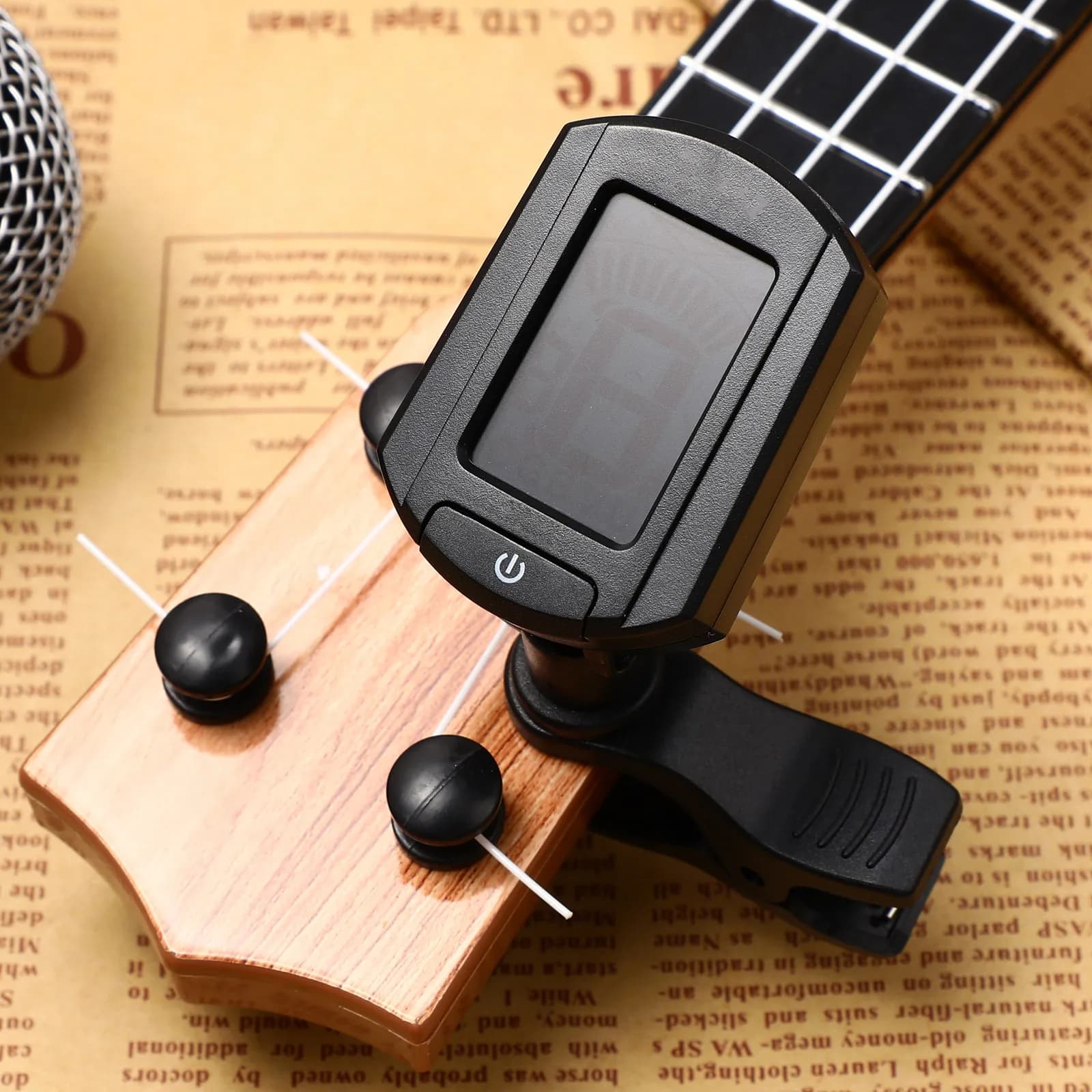 Eno Et-33 Mini Clip-on Digital LCD Guitar Bass Violin Ukulele Tuner Multi-Color Screen Vibration Sensor Guitar Tuner