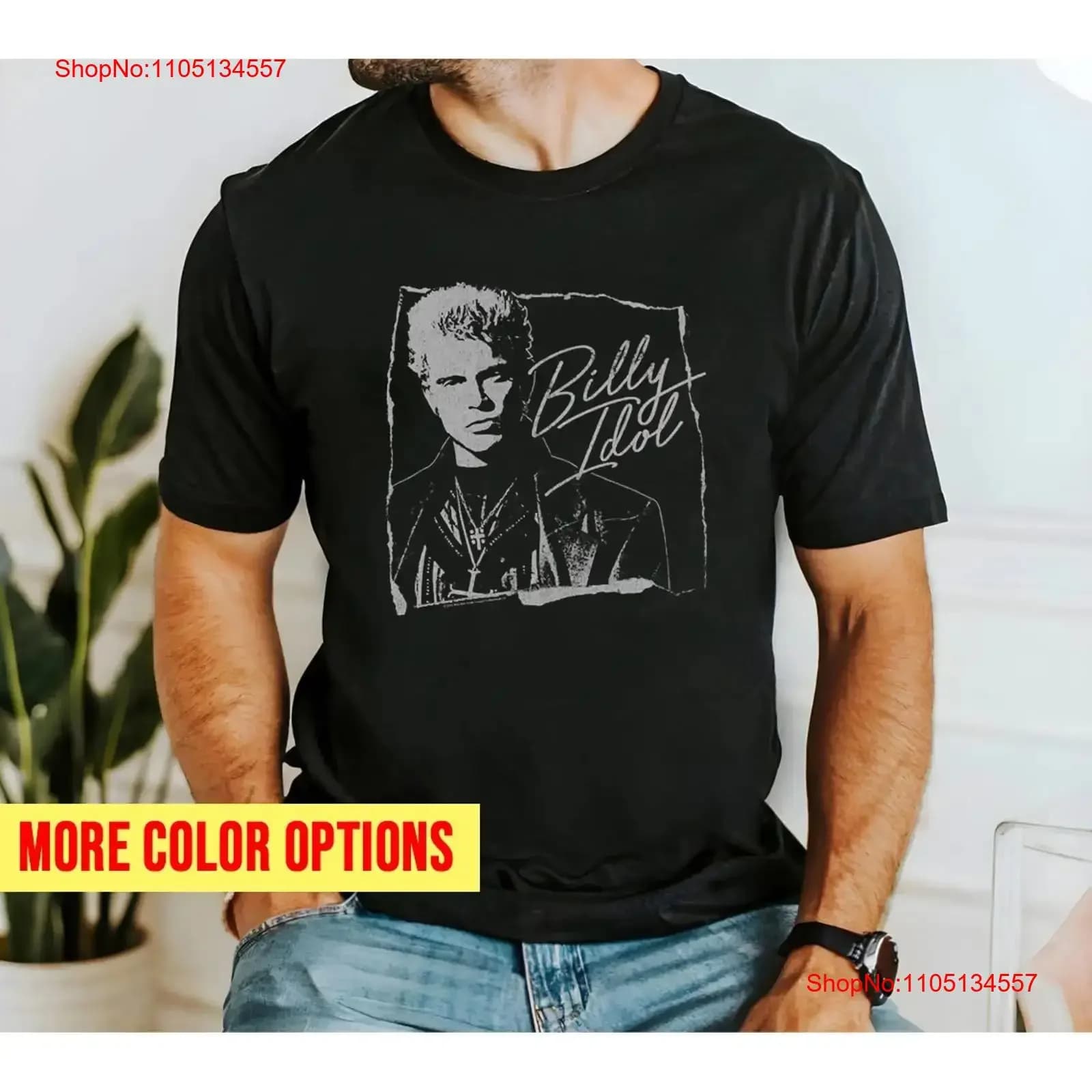 Billy Idol Torn and Cursive T Shirt A14232 vintage Washed graphic Top For Everyday Wear Soft Stretched Casual homme fashion