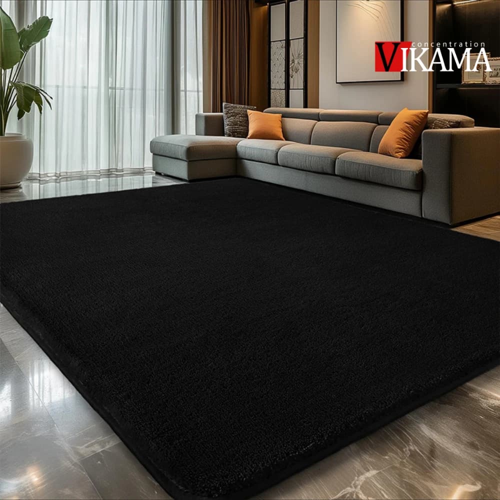 VIKAMA Black Area Plush for bedroom, living room Soft carpet, carpet for large areas Shag Furry mat Soft plush footstool