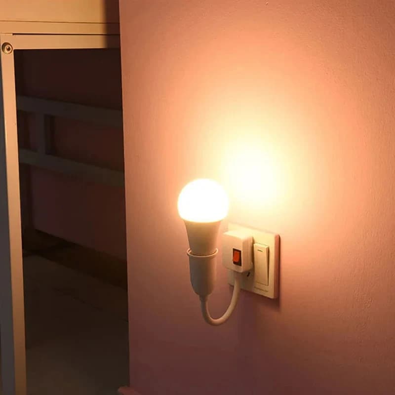 Portalampada E27 con Interruttore, Base Rotante per Lampada da Tavolo LED, Spina EU/US