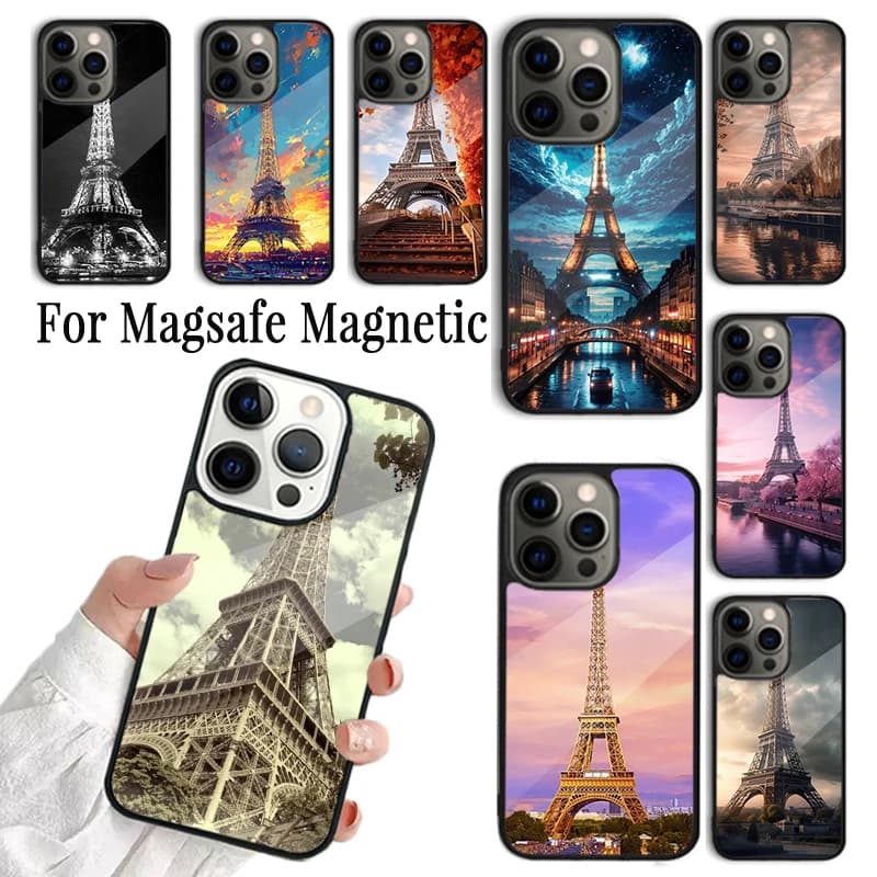 Cover per iPhone con Torre Eiffel (Francia) - Serie Monumenti Mondiali 1 - Compatibile con iPhone 17 AIR 16 15 14 13 12 11 Pro Max Plus - Custodia Magnetica Magsafe