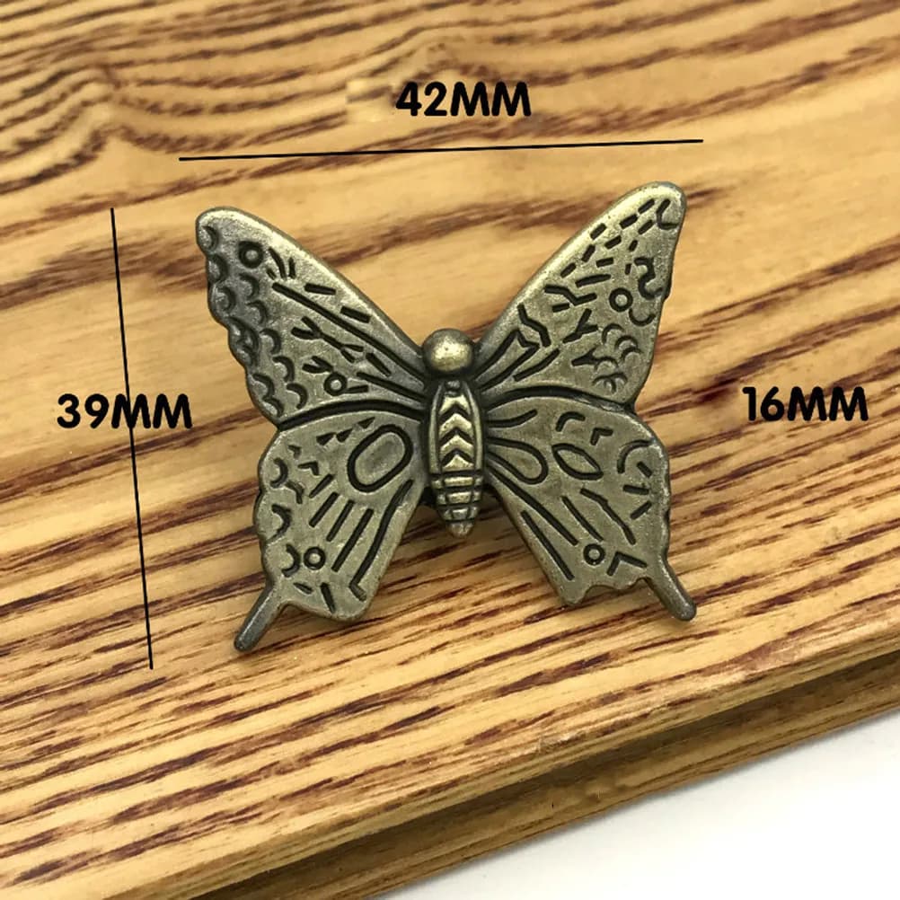 4 Pezzi Maniglie a Farfalla Artistiche in Lega, Piccole Maniglie a Foro Singolo in Bronzo e Bronzo Rosso per Cassetti e Ante di Armadi