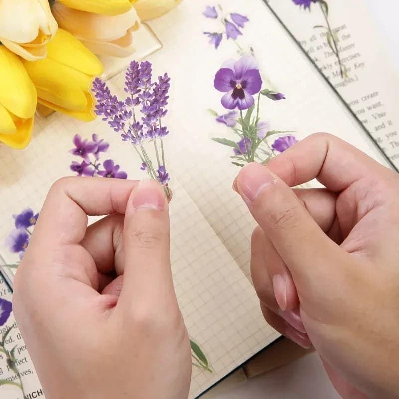 40pcs/set Natural Flower Sticker for Scrapbooking,Self-Adhesive Scrapbooking Sticker Supplies Journal for Card Making Letter DIY