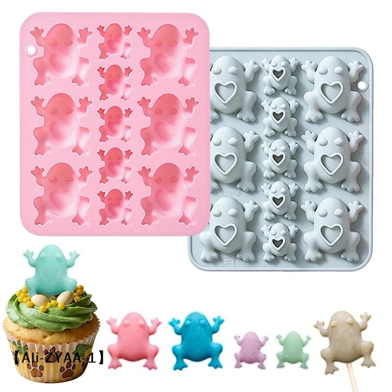 【A】Frogs Silicone Mold, Candy Chocolate Frog Mold For Birthday, Party, Cake Decoration Passover Bake Ware And Ice Tray
