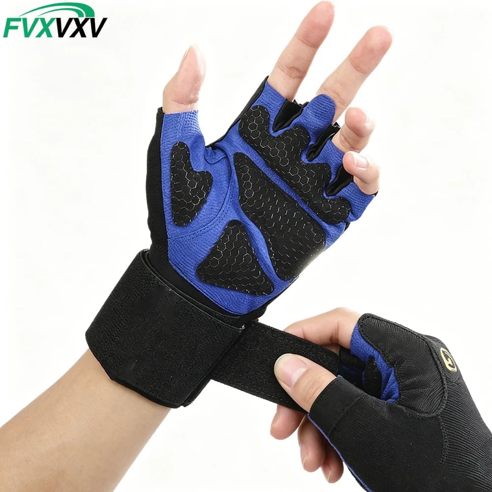 1Pair Workout Gloves for Men Women - Gym Gloves with Wrist Wrap Support, Full Palm Protection & Extra Grips for Weightlifting