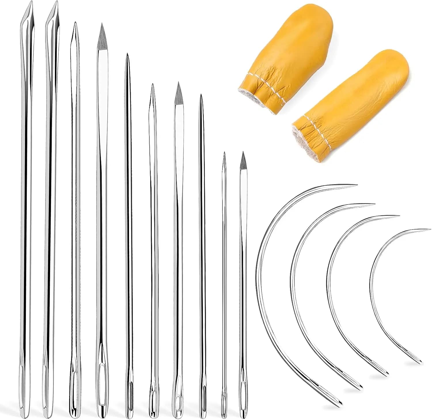 IMAZY Kit di aghi per cucire a mano in pelle resistente Aghi affilati per occhi grandi per cucire accessori per strumenti di riparazione su tela per tappezzeria