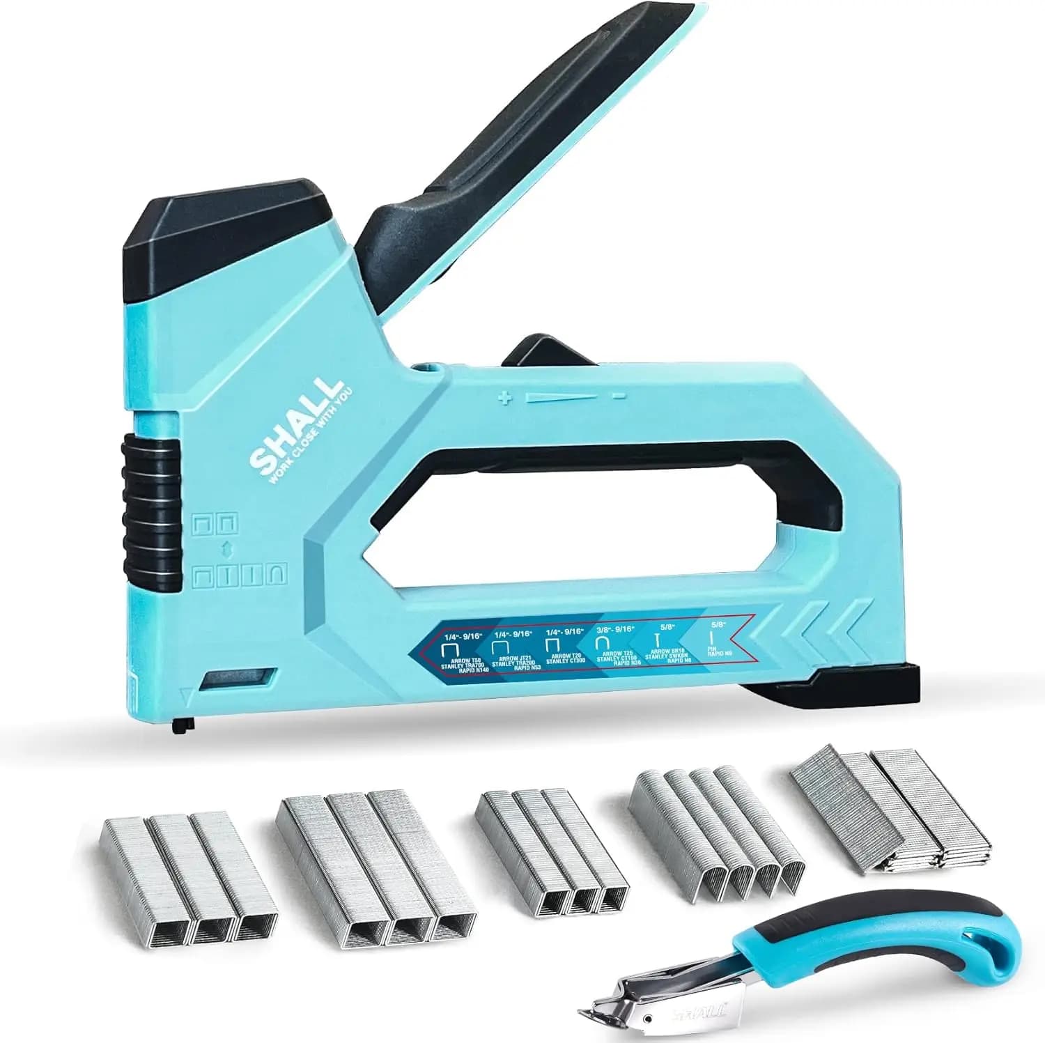 6-in-1 Staple Gun Heavy Duty - Upholstery Stapler Nail Gun with 4000 Counts Staples, Manual Brad Nailer with Staple Remover for Wood, Crafts, Fabric, Cable, Wall, Decoration, Furniture