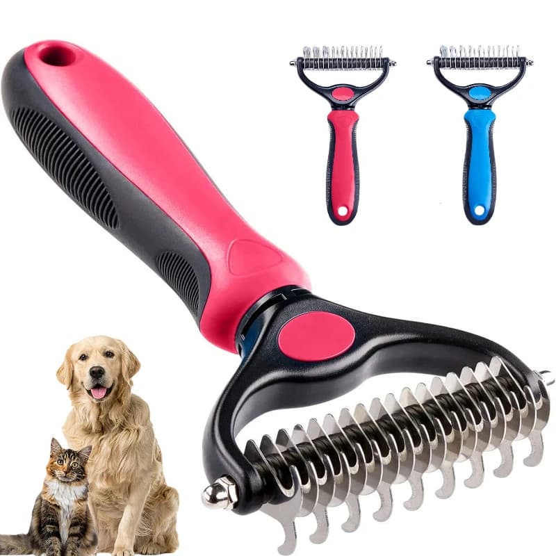 Spazzola per animali domestici-rastrello per sottopelo a doppia faccia per cani e gatti-pettine per spargimento e strumento di demattamento per toelettatura, Extra largo
