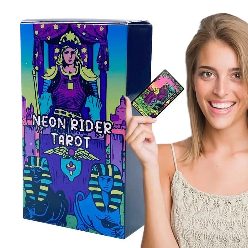 1 scatola di carte dei tarocchi Neon Rider 78 pezzi Mazzo di tarocchi originale per la lettura dei tarocchi Divinazione Gioco di predizione del futuro in tarocchi inglese