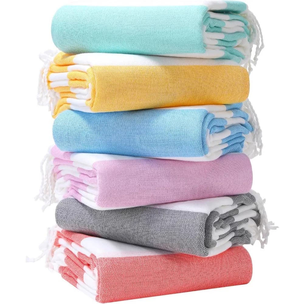 6 Teli Mare Turchi Oversize Extra Large, Asciugatura Rapida, Anti-Sabbia, per Piscina, Campeggio, Viaggi, a Righe