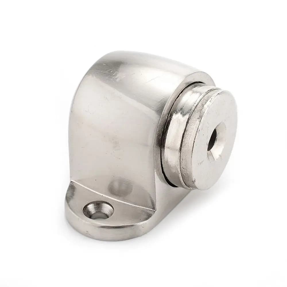 Fermaporta Magnetico in Lega di Zinco Satin Nickel, Supporto per Porta a Pavimento in Fusione