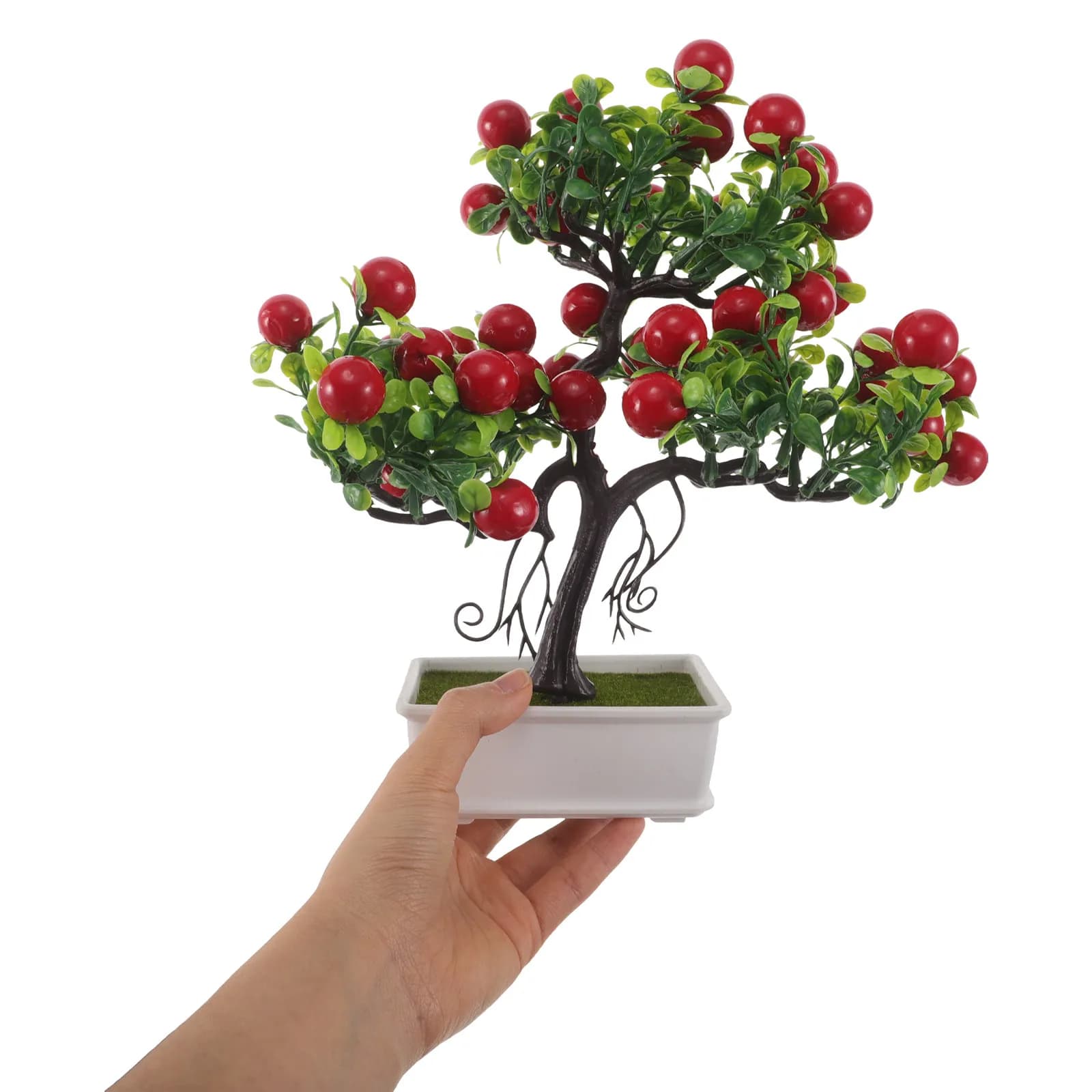 Bonsai Artificiale Realistico Altamente Saturato, Pianta Fruttifera in Vaso per Decorazione Casa, Ufficio, Cucina, Effetto Naturale