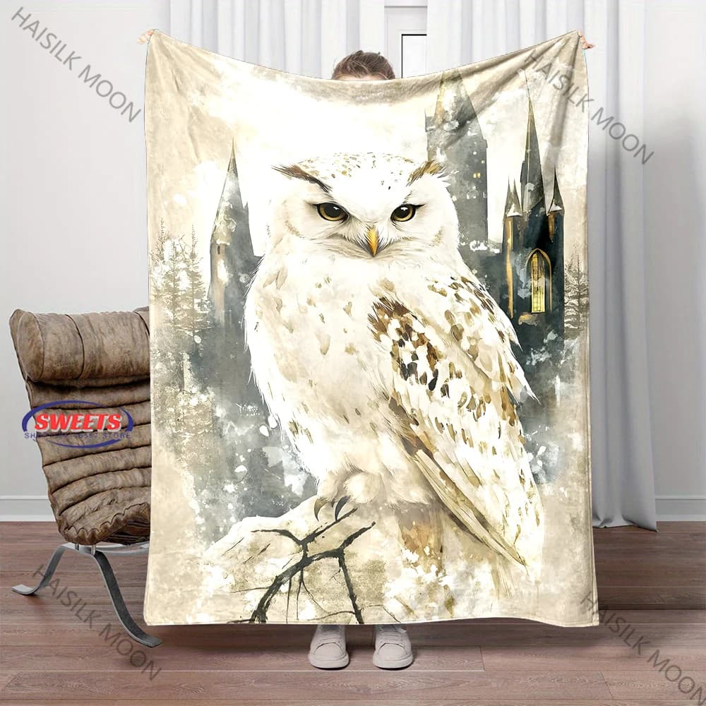 Coperta con stampa gufo magico misterioso Camera da letto Soggiorno Divano Ufficio Viaggi Campeggio Coperta con scialle quattro stagioni Regalo di festa super morbido