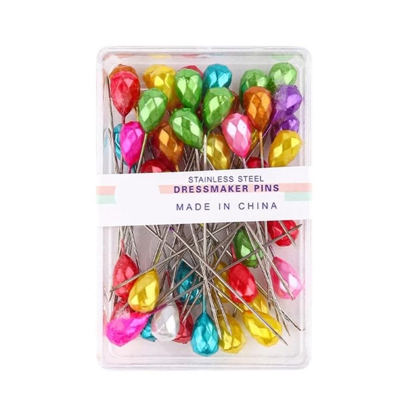 50PCS Sewing Positioning Pin with Storage Box 2Inch Colored Beads Quilting Pin