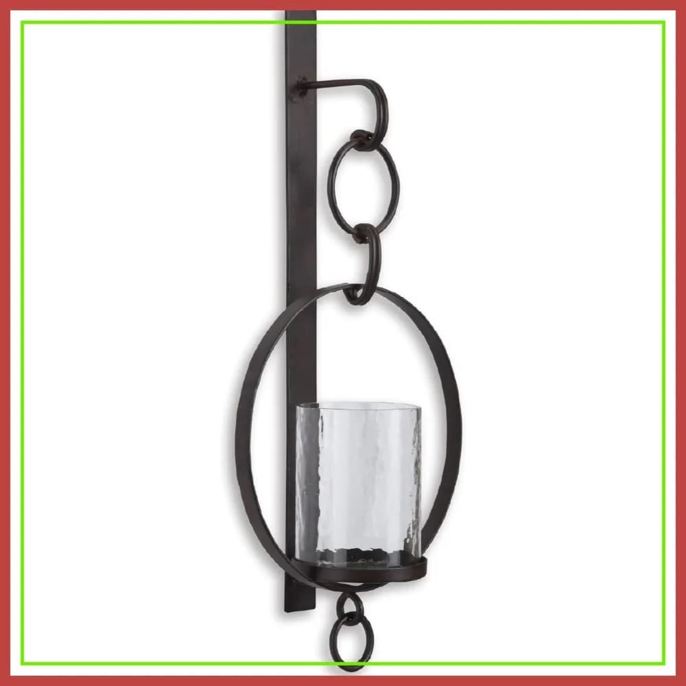 Applique da Parete Rustica in Bronzo con Portacandele, Arredamento Stile Fattoria per Soggiorno