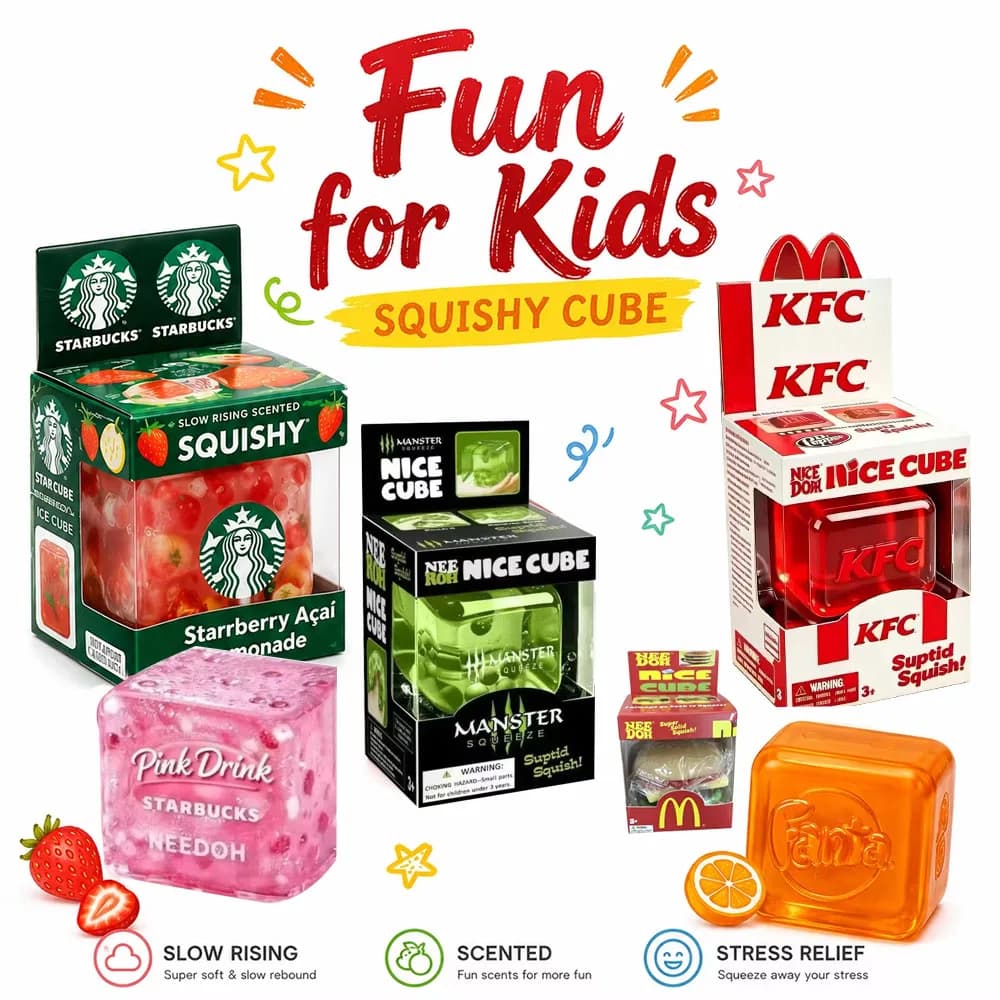 Needoh Nice Cube Sensory Stress Reliever Fidget Tool for Anxiety & Focus Sensory Cube Squeeze Squishy Toy for Adults & Kids Gift